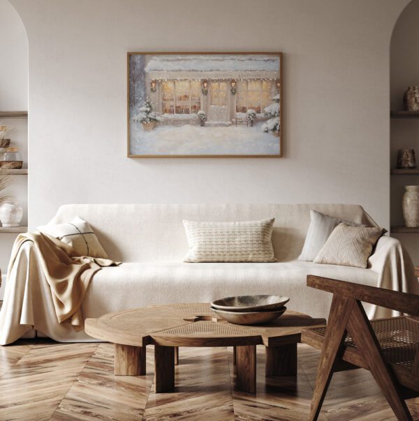 a living room with a couch and coffee table